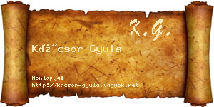 Kácsor Gyula névjegykártya