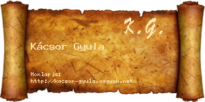 Kácsor Gyula névjegykártya